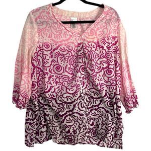 Just My Size Pink and Purple Swirl Cotton Blouse 18W/20W